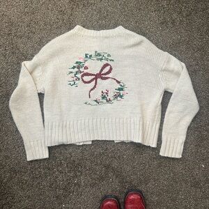 Women's Cream Sweater with Floral Design